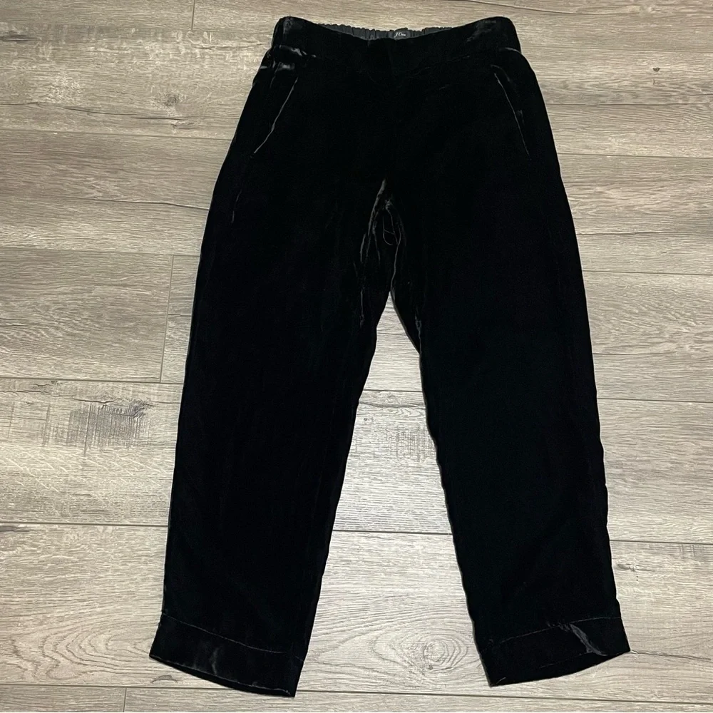 J. Crew Womens Velvet Pull On Easy Pants Black Elastic Waist Size 00